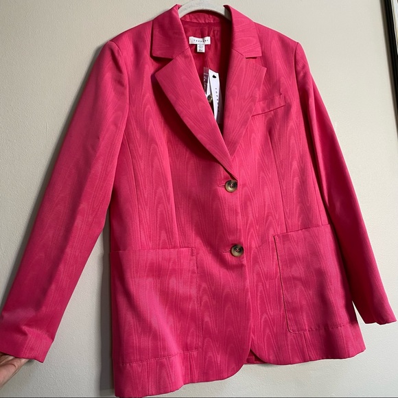 TOPSHOP Pink Moire Grandad Blazer - Picture 6 of 16